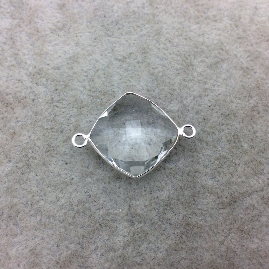 Sterling Silver Faceted Clear lab Created Quartz Diamond Etsy