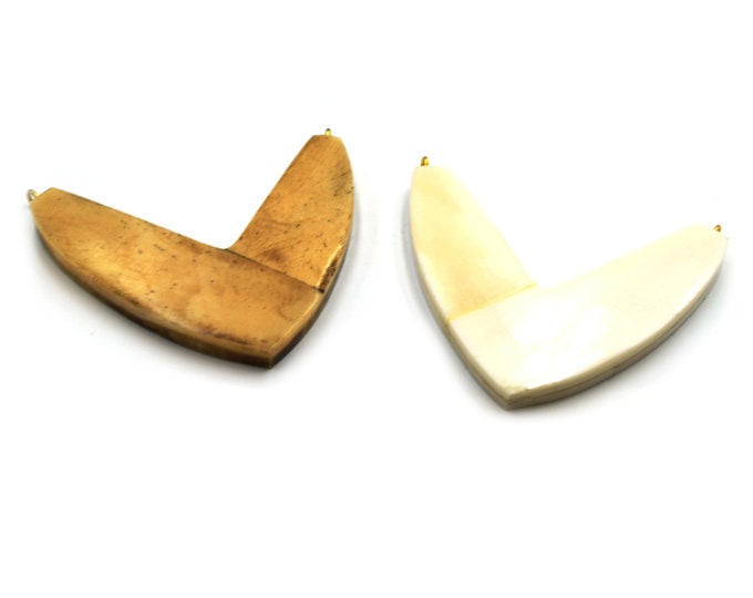 Chevron Ox Bone Focal Pendant- White & Brown Bone Pendant