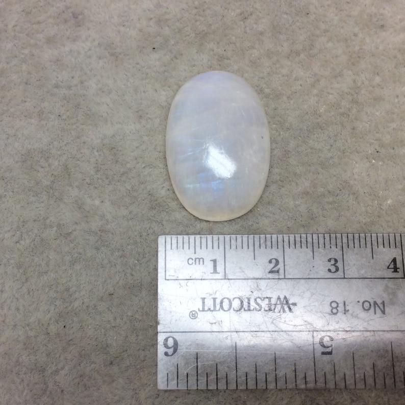 Measuring 18.5mm x 27mm OOAK Single AAA Oval Shaped Iridescent AquaBlue Moonstone Flat Back Cabochon Gemstone Cab 7mm Dome Height