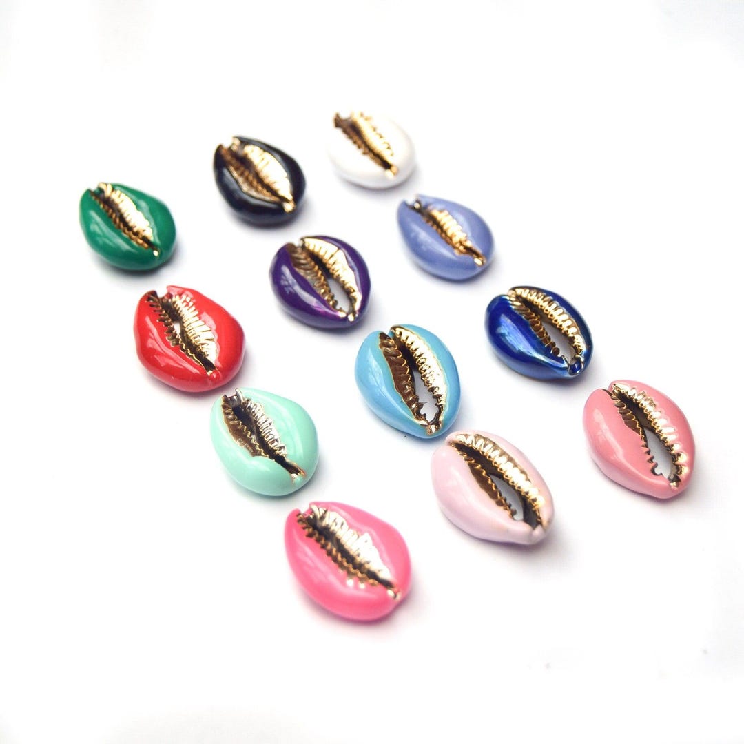 Enamel Cowrie Shell Beads: Electroplated, Vibrant Colors (15-25mm) - Etsy