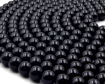 Smooth Black Onyx Round Beads | 6mm, 8mm, 10mm Gemstone Jewelry Making
