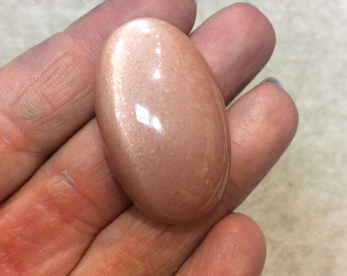 AAA Oval Shaped Peach Moonstone Flat Back Cabochon - Measuring 24mm x 39mm, 12mm Dome Height - Natural Gemstone Cab