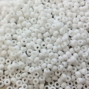 Size 8/0 Matte Finish Opaque White Genuine Miyuki Glass Seed Beads - Sold by 22 Gram Tubes (Approx. 900 Beads per Tube) - (8-9402F)