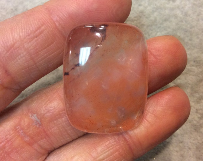 Strawberry Quartz Rounded Rectangle Shaped Flat Back Cabochon - Measuring 25mm x 33mm, 7mm Dome Height - Natural High Quality Gemstone