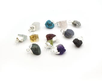 Raw Gemstone Pendants with Silver Plating | Birthstone Charm Jewelry
