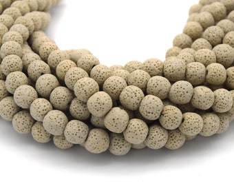 Lava Beads | Tan Round Diffuser Beads - 6mm 8mm 10mm 12mm 14mm 16mm 18mm Available