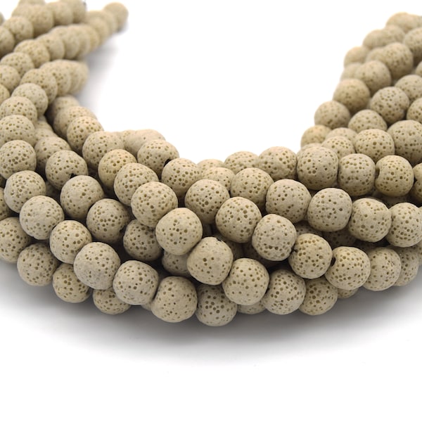 Lava Beads | Tan Round Diffuser Beads - 6mm 8mm 10mm 12mm 14mm 16mm 18mm Available