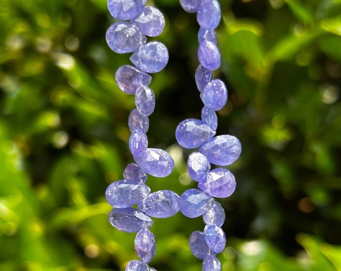 Tanzanite Beads - 8mm Faceted Teardrop Shaped Indian Gemstone Beads