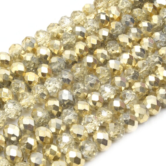 250 Perline In Cristallo AB Oro Champagne - 8mm A Rondelle Sfaccettate Per Creazione Gioielli Fai Da Te - Jmassyang - 5