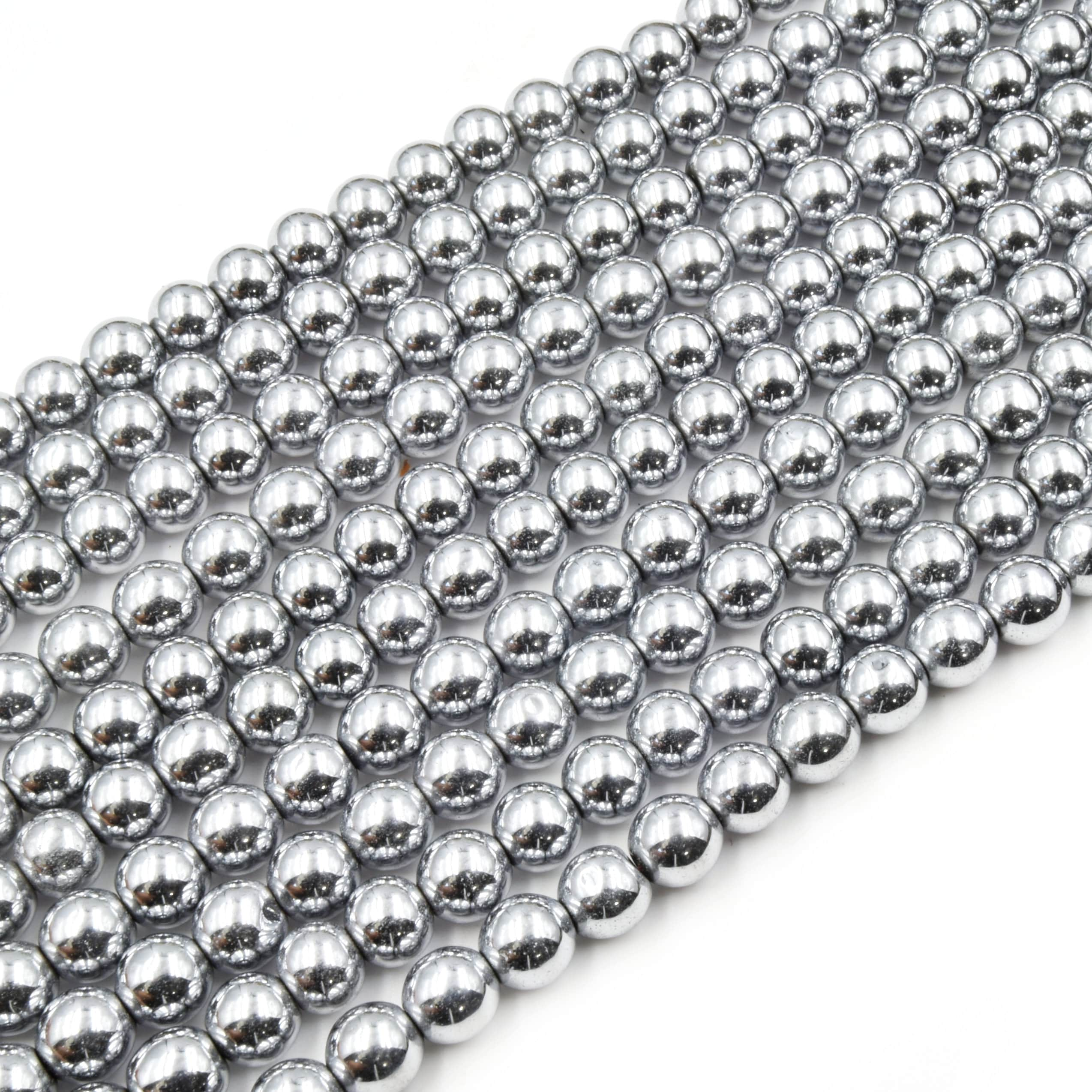 Silver MAGNETIC Hematite Beads  Round Natural Gemstone Beads - 6mm 8mm  10mm Available