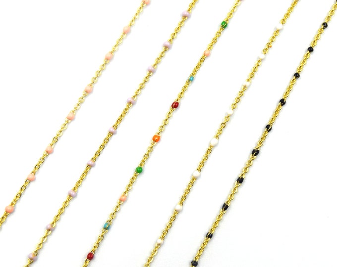 Enamel Ball Chain - Satellite Bead Cable Chain - Wholesale Chain for Permanent Jewelry