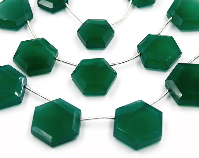 Green Onyx Hexagon Beads