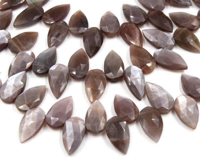 Chocolate Moonstone Beads | 10mm x 18mm Bottom Drilled Teardrop Hand Cut Semi Precious Indian Gemstone | Sold by the strand or pairs