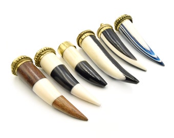 Striped Bone Tusk Pendant: Color Block Ox Bone Jewelry Supply