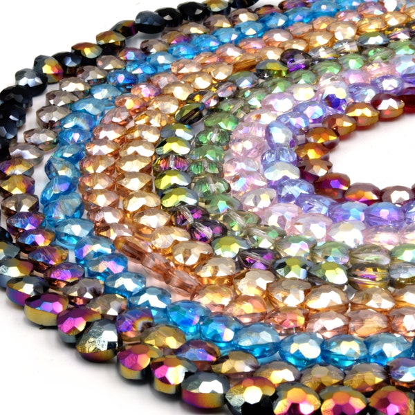 Chinese Crystal Beads | Mystic Coated Faceted Heart Beads | AB Coated Chinese Crystal Hearts | Loose Beads