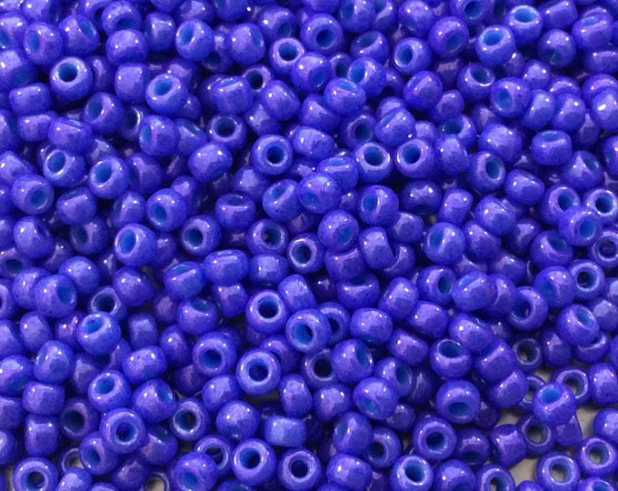 Size 8/0 Glossy Dyed Opaque Bright Purple Genuine Miyuki Glass Seed Beads - Sold by 22 Gram Tubes (Approx. 900 Beads per Tube) - (8-91477)