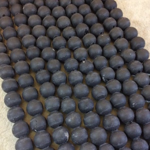 10mm Natural Jet Black Obsidian Matte Finish Round/Ball Shaped Beads with 2.5mm Holes - 7.75" Strand (Approx. 20 Beads) - LARGE HOLE BEADS
