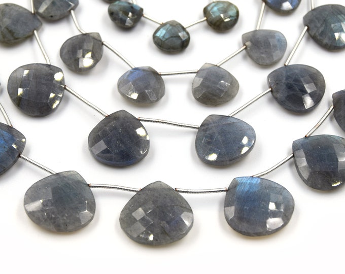 Labradorite Beads | Hand Cut Indian Gemstone | 12mm, 15mm, 18mm, 20mm Heart Pear Shaped Beads | AAA Labradorite | Loose Gemstone Beads