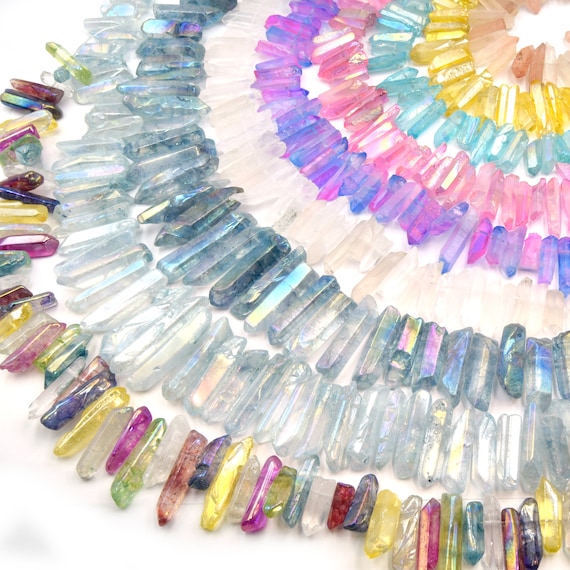 Aura Quartz Point Beads for Jewelry and Crown Making Etsy Australia