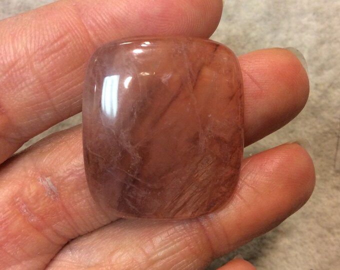 Strawberry Quartz Rounded Rectangle Shaped Flat Back Cabochon - Measuring 28mm x 32mm, 5mm Dome Height - Natural High Quality Gemstone