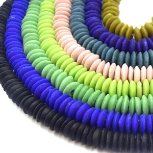 Ashanti African Glass Saucer/Disc Shaped Beads (14mm) - Sold by Approx. 16&quot; Strand (~96 Beads)