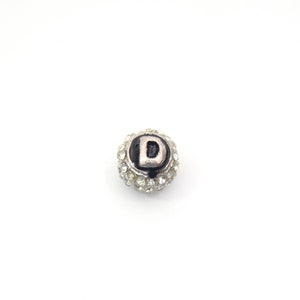 Liquidação!! Prata 11 mm Dupla face Letra "D" Strass Faixas Redondas/Esféricas Contas