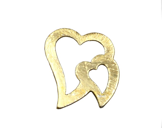 15mm x 16mm Small Gold Brushed Plated Copper Open Double Heart Shaped Undrilled Components - Sold in Packs of 10 (497-GD)