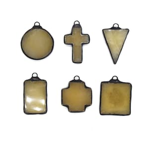 Soldered Agate Gemstone Pendants | Gemstone Pendants with Soldered Gunmetal Edging | Circle Triangle Plus Cross Rectangle Shapes Available