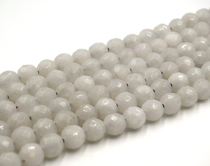 12mm Milky Quartz Faceted Round/Ball Shaped Beads with 2.5mm Holes - 7.75" Strand (Approx. 17 Beads) - LARGE HOLE BEADS