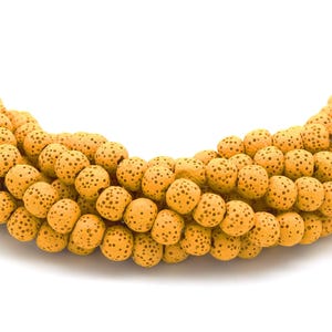 Mustard Yellow Lava Beads | Porous Volcanic Stone for Jewelry Making (6-18mm)
