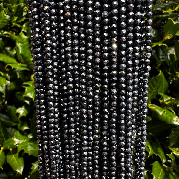 Mystic Coated Black Spinel Round Beads - 3mm Faceted