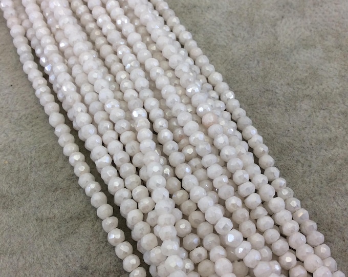 Holiday Special! 3-4mm x 3-4mm Faceted Mystic White Dyed Natural Quartz Rondelle Beads - 13" Strand (~ 105 Beads)