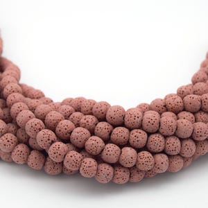 Rose Pink Lava Beads | Round Diffuser Beads for Jewelry Making