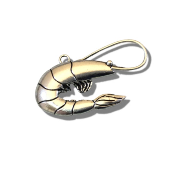 Tibetan Silver Shrimp Shaped Pendant Charm