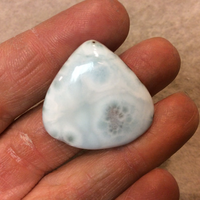 Natural Larimar TeardropPear Shaped Flat Back Cabochon 6mm Dome Height Measuring 30mm x 29mm Natural High Quality Gemstone