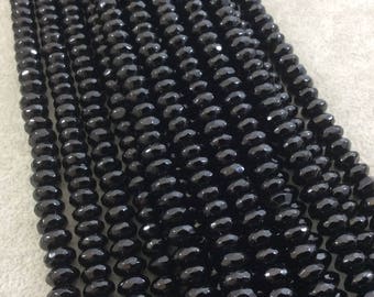 8mm Black Agate Faceted Rondelle Beads