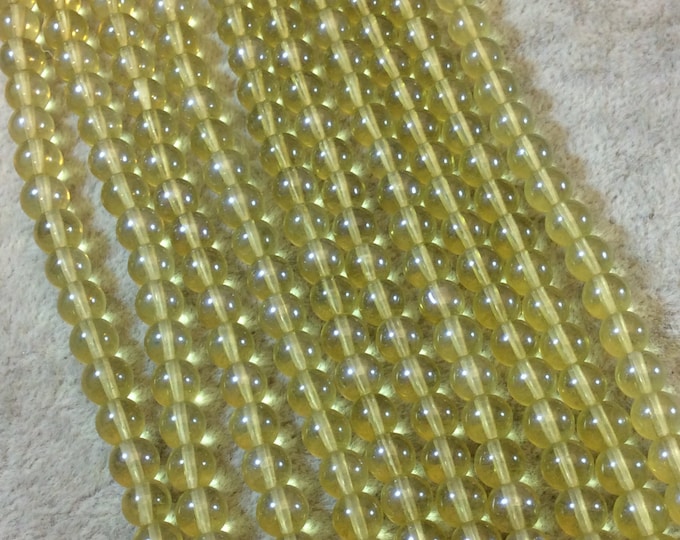 Chinese Crystal Beads | 6mm Smooth Transparent Regular Yellow Glass Crystal Round Ball Shaped Beads