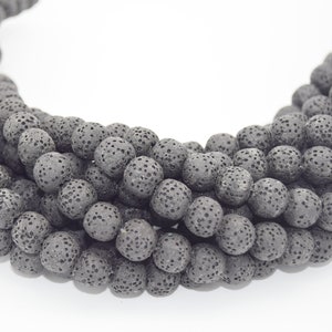 Lava Beads | Gray Round Diffuser Beads - 6mm 8mm 10mm 12mm 14mm 16mm Available