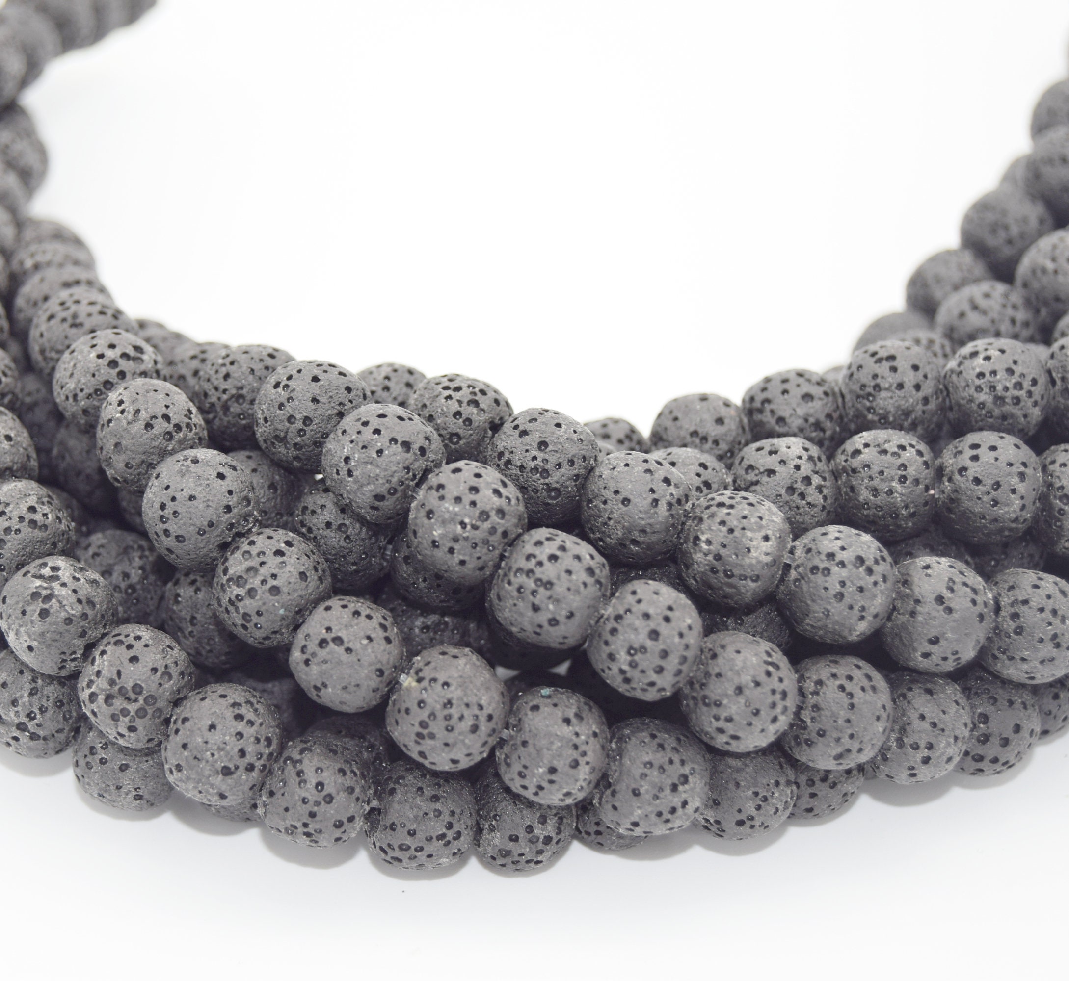 6mm - 7mm Round BLACK LAVA Beads, perfume diffuser beads, essential oi