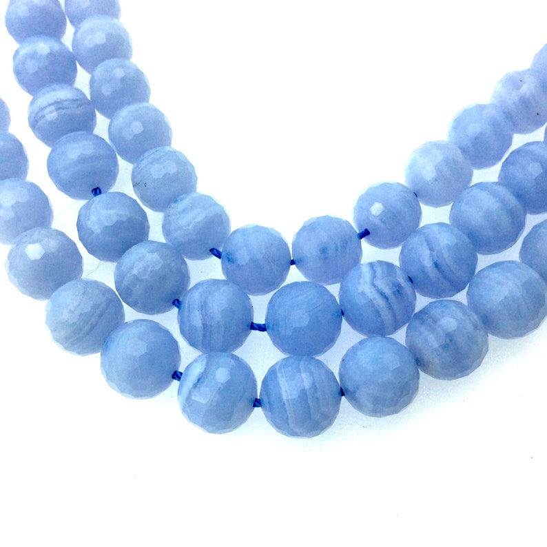 ~ 40 Beads Sold by 15 Strands UNENHANCEDUNTREATED 10mm Natural Faceted Glossy Blue Agate Round Beads - Semi-Precious Gemstone