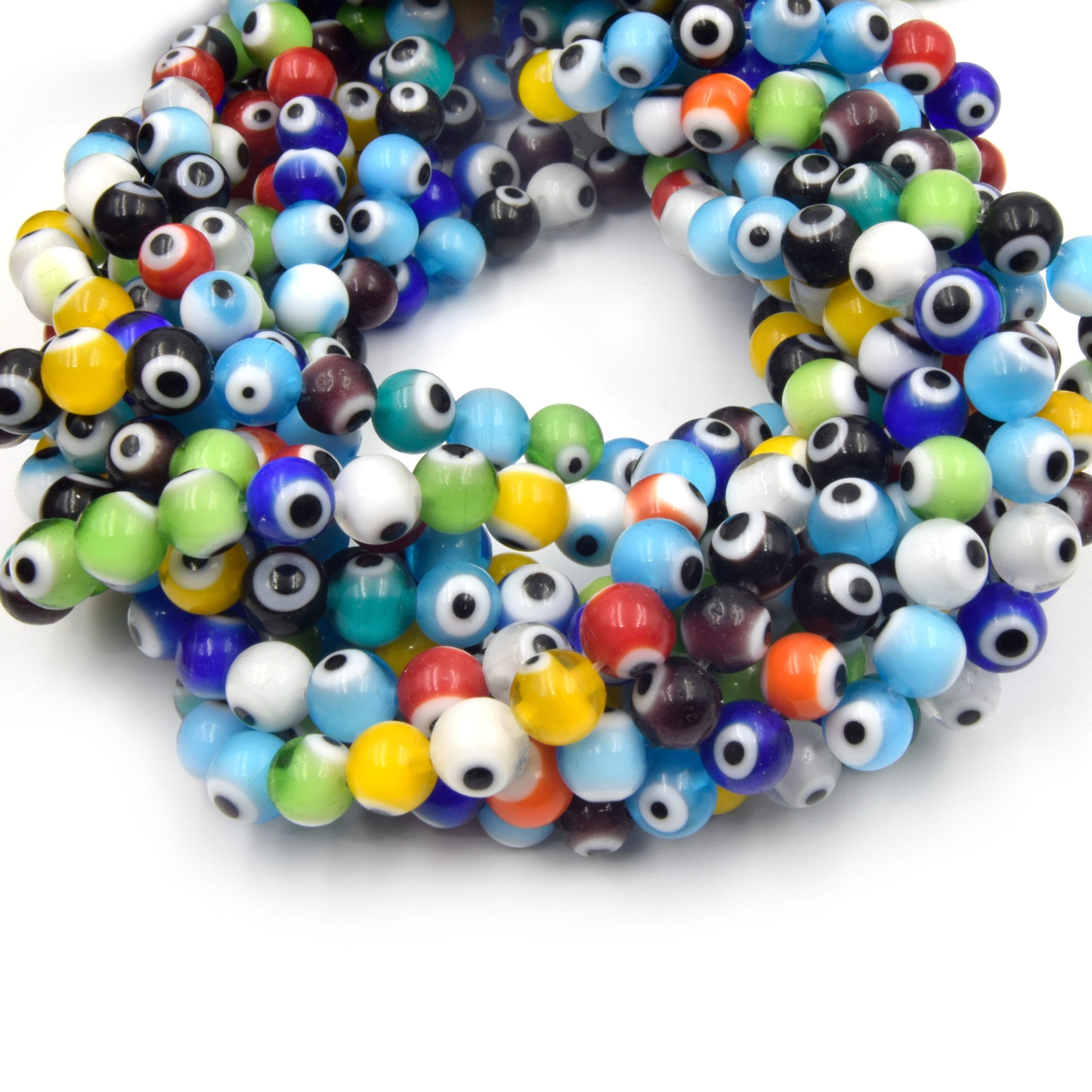 Evil Eye Glass Beads  Multicolor Evil Eye Round Glass Beads