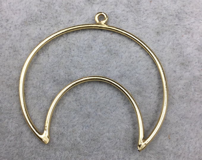 48mm x 43mm Gold Plated Copper Open Crescent Shaped Pendant Components (One Ring) - Sold in Bulk Packs of 10 (491-GD)