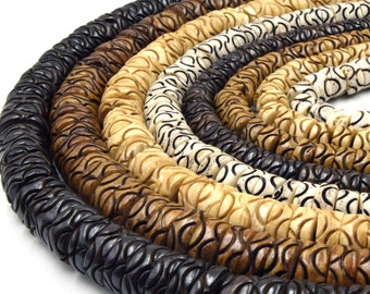 Bone Beads | Carved Ox Bone Heishi Beads  |  8mm 10mm 12mm 14mm Available