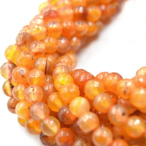 Natural Carnelian Beads - Faceted Round Gemstone Beads - 4mm, 6mm, 8mm, 10mm, 12mm Available