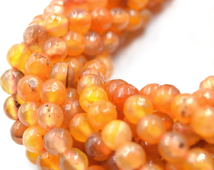 Carnelian Beads | Faceted Round Gemstone Beads - 4mm 6mm 8mm 10mm 12mm Available