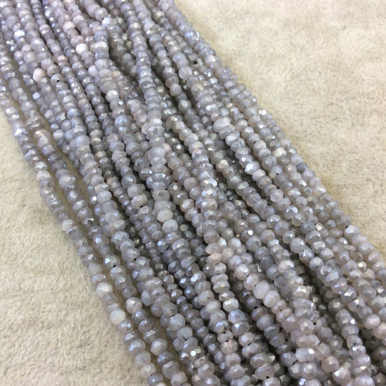 2-3mm x 2-3mm Faceted Natural Gray Blue Labradorite Rondelle Beads 13 Strand Holiday Special ~ 140 Beads