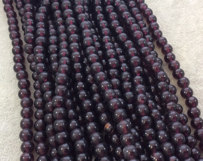 6mm Glossy Deep Red/Purple Irregular Rondelle Shaped Indian Beach/Sea Glass Beads - Sold by 15" Strands - Approximately 63 Beads