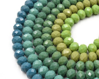 Green Chinese Crystal Beads | 10mm Faceted Opaque Rondelle