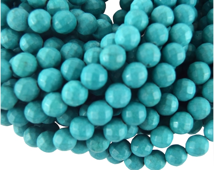10mm Faceted Reconstituted Turquoise Round Beads - Sold by 14.5" Strands (~ 40 Beads)