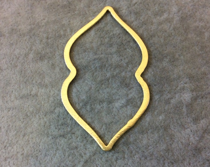 Gold Brushed Large Sized Indented Marquis/Lips Open Pendant/Connector Components - Measures 35mm x 60mm - Sold in Packs of 10 (472-GD)